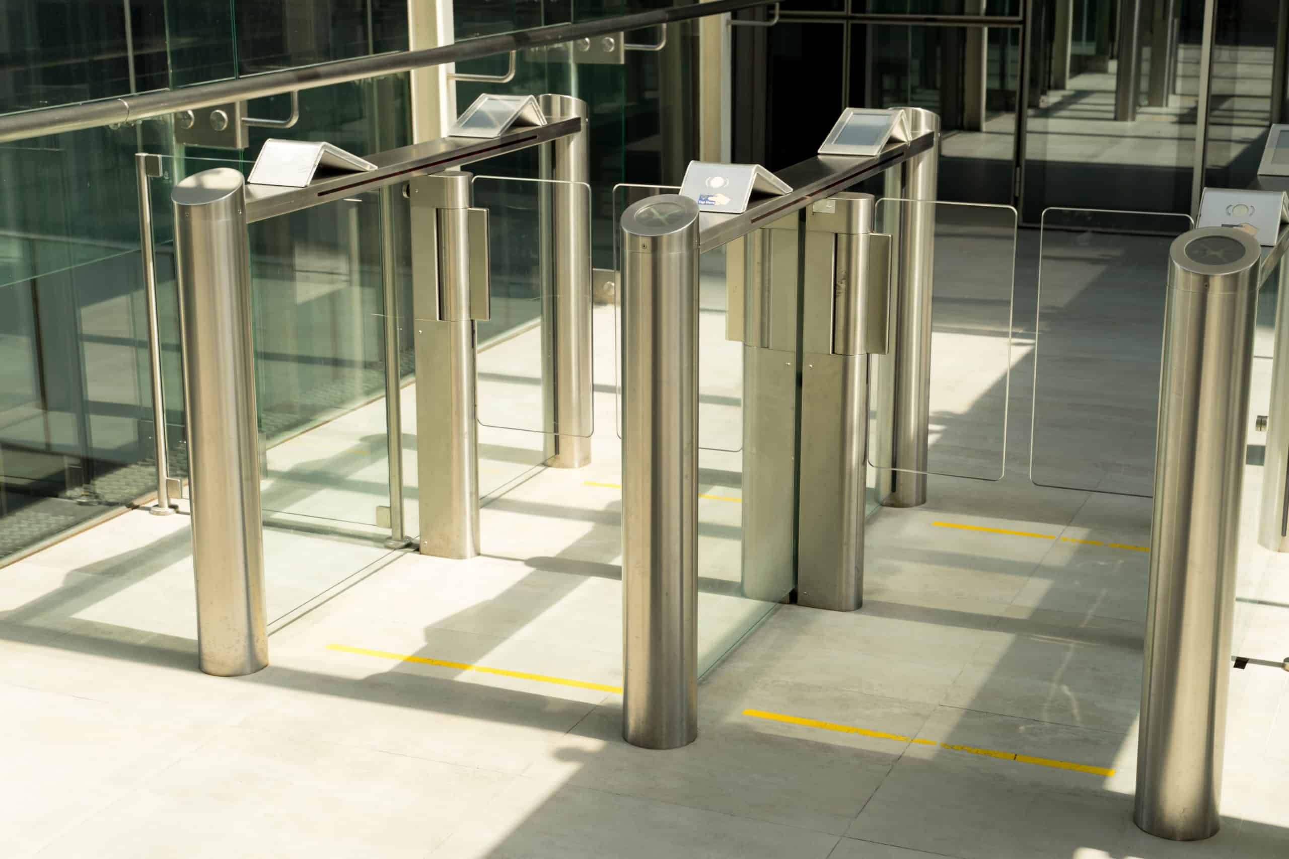 security at an entrance gate for key card access control smart office building