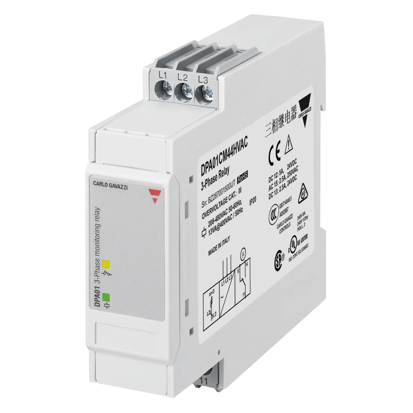 DPA01 Övervakningsrelä 3-fas Spänning HVAC