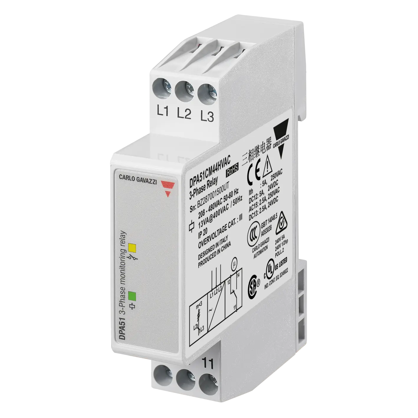 DPA51 Övervakningsrelä 3-fas Spänning HVAC